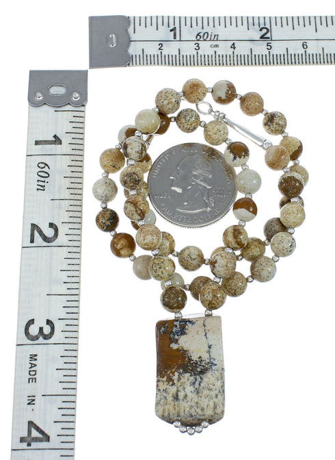 Sterling Silver Picture Rock Navajo Bead Necklace AX129923